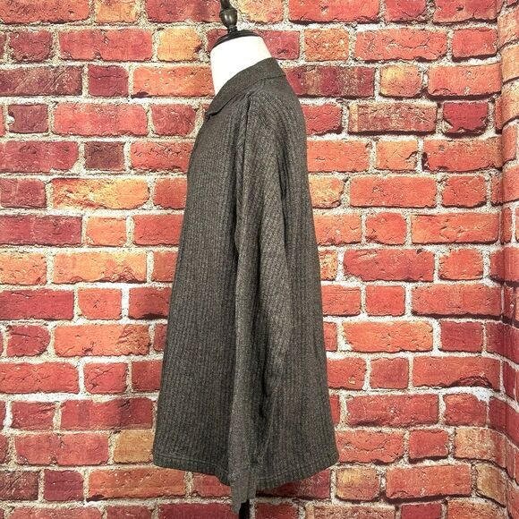 Pierre Cardin Men's XL Brown Striped Long Sleeve 1/4 Two Button Collared Sweater - Picture 3 of 9